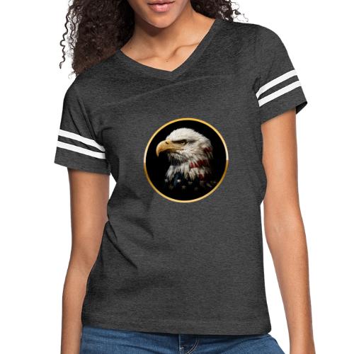 America: Golden Freedom Crest - Women's V-Neck Football Tee