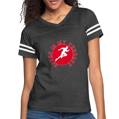 Sport Is My Therapy – Running Motivation Badge - Women's V-Neck Football Tee
