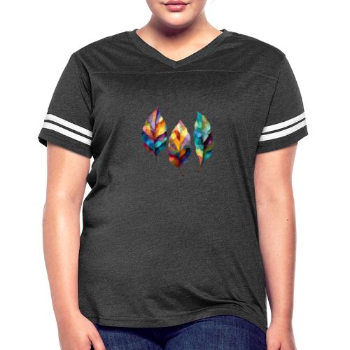 Art: Colorful Leaf Harmony - Women's V-Neck Football Tee
