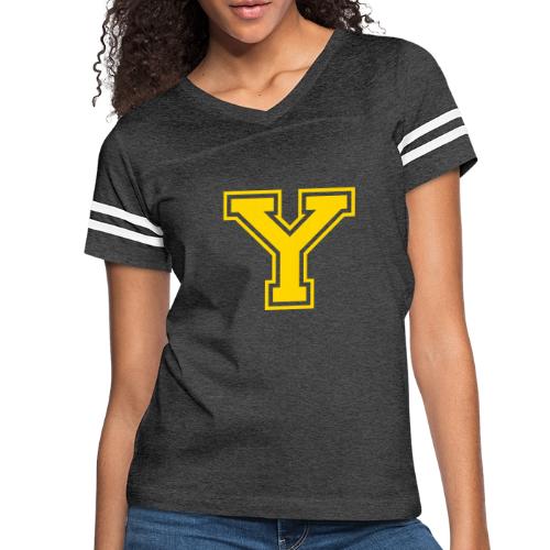 Letter Y – Capital Athletic Alphabet Monogram - Women's V-Neck Football Tee