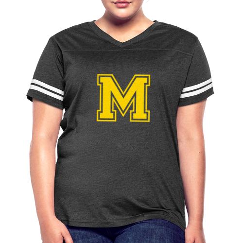 Letter M – Capital Athletic Alphabet Monogram - Women's V-Neck Football Tee
