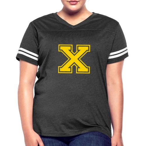 Letter X – Capital Athletic Alphabet Monogram - Women's V-Neck Football Tee