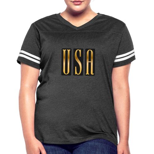 USA Gold Monolith - Women's V-Neck Football Tee