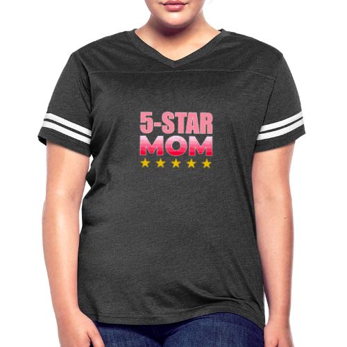 Five Stars Mom - Women's V-Neck Football Tee