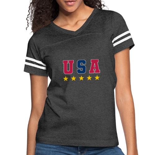 USA Varsity Stars - Women's V-Neck Football Tee