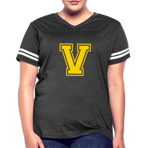 Letter V – Capital Athletic Alphabet Monogram - Women's V-Neck Football Tee