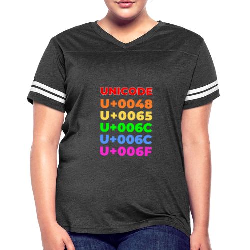 Hello, in unicode - Women's V-Neck Football Tee