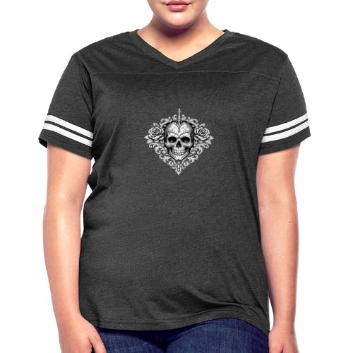 Gothic Filigree Skull - Women's V-Neck Football Tee
