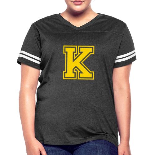Letter k – Capital Athletic Alphabet Monogram - Women's V-Neck Football Tee