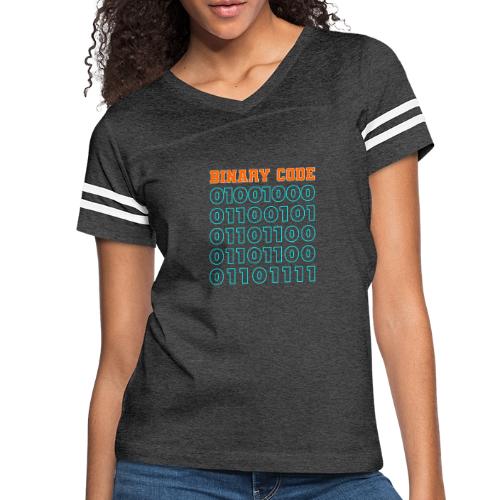 Say Hello in Binary code - Women's V-Neck Football Tee