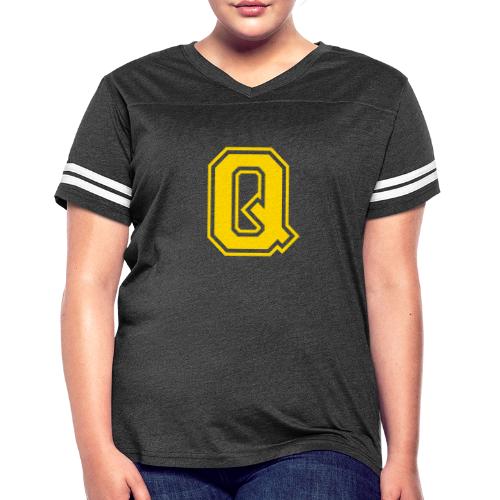 Letter Q – Capital Athletic Alphabet Monogram - Women's V-Neck Football Tee