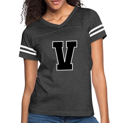 Varsity Letter V Athletic Alphabet Graphic - Women's V-Neck Football Tee