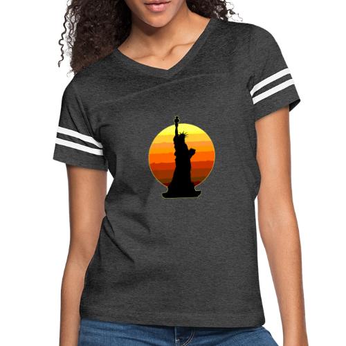 USA: Golden Horizon Liberty - Women's V-Neck Football Tee