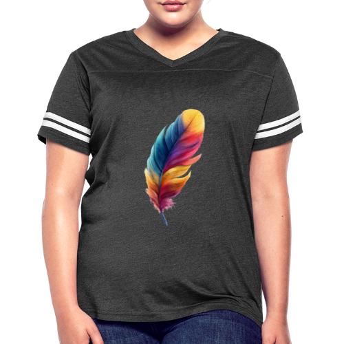 Rainbow Flight Feather - Women's V-Neck Football Tee