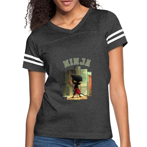Cute Ninja Attack - Women's V-Neck Football Tee