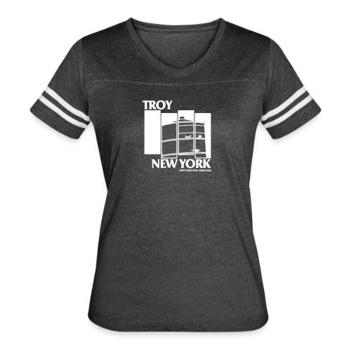 RO Troy, New York Flag Logo - Women's V-Neck Football Tee