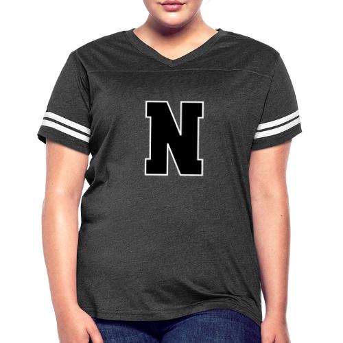 Varsity Letter N Athletic Font Graphic - Women's V-Neck Football Tee