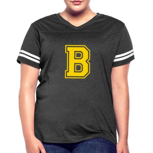 Letter B – Capital Athletic Alphabet Monogram - Women's V-Neck Football Tee