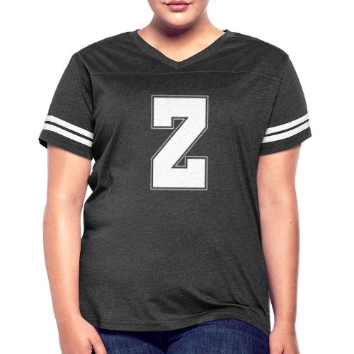 White Letter Z – Varsity Alphabet Monogram - Women's V-Neck Football Tee