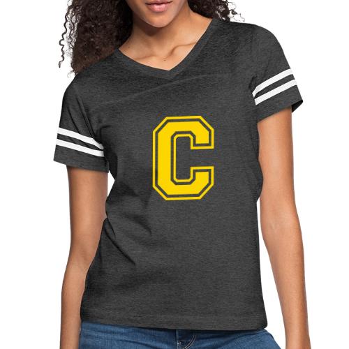 Letter C – Capital Athletic Alphabet Monogram - Women's V-Neck Football Tee