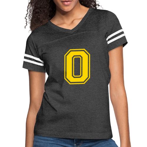 Letter O – Capital Athletic Alphabet Monogram - Women's V-Neck Football Tee