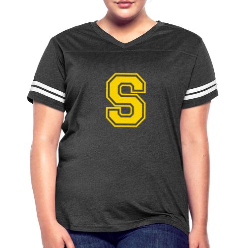 Letter S – Capital Athletic Alphabet Monogram - Women's V-Neck Football Tee