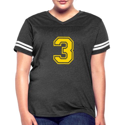 Number 3 in a classic athletic collegiate font - Women's V-Neck Football Tee