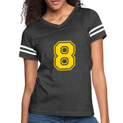 Number 8 in a classic athletic collegiate font - Women's V-Neck Football Tee