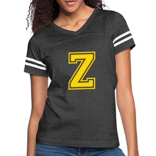 Letter Z – Capital Athletic Alphabet Monogram - Women's V-Neck Football Tee