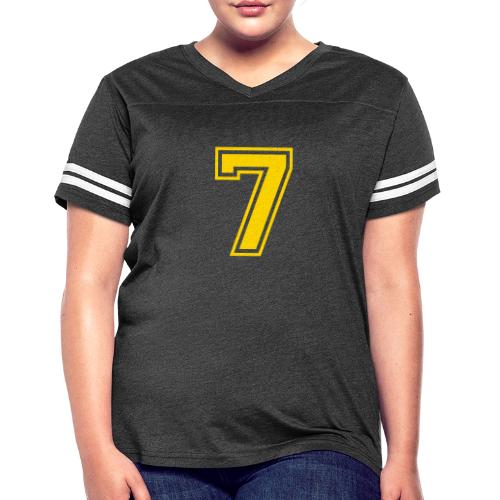 Number 7 in a classic athletic collegiate font - Women's V-Neck Football Tee