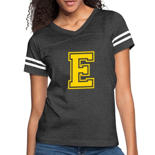 Letter E – Capital Athletic Alphabet Monogram - Women's V-Neck Football Tee