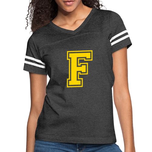 Letter F – Capital Athletic Alphabet Monogram - Women's V-Neck Football Tee