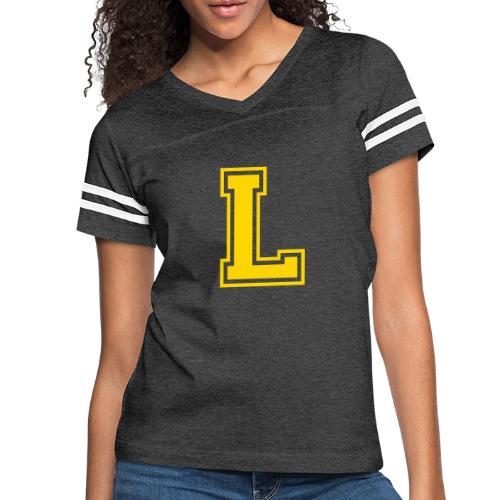 Letter L – Capital Athletic Alphabet Monogram - Women's V-Neck Football Tee