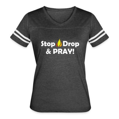 Stop, Drop and Pray! - Women's V-Neck Football Tee