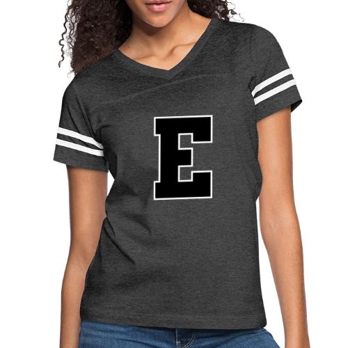 Varsity Letter E Collegiate Font Graphic - Women's V-Neck Football Tee