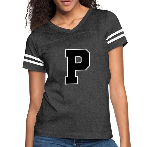 Varsity Letter P Athletic Alphabet Design - Women's V-Neck Football Tee