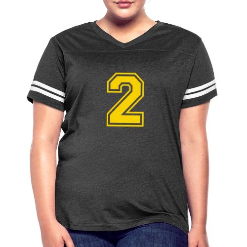 Number 2 in a classic athletic collegiate font - Women's V-Neck Football Tee