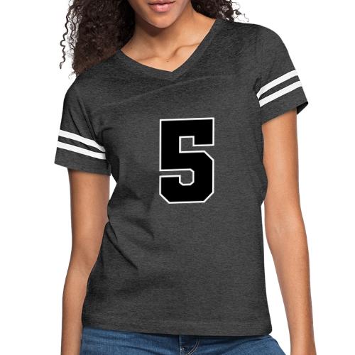 Varsity Number 5 Athletic Design - Women's V-Neck Football Tee