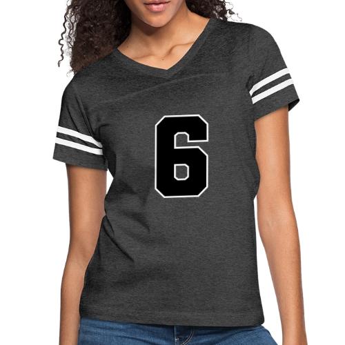 Varsity Number 6 Sports Font - Women's V-Neck Football Tee