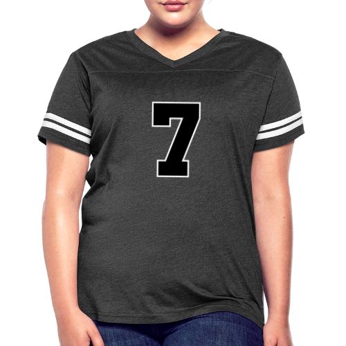 Varsity Number 7 Athletic Look - Women's V-Neck Football Tee