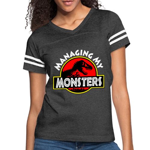 Managing my monsters - Women's V-Neck Football Tee