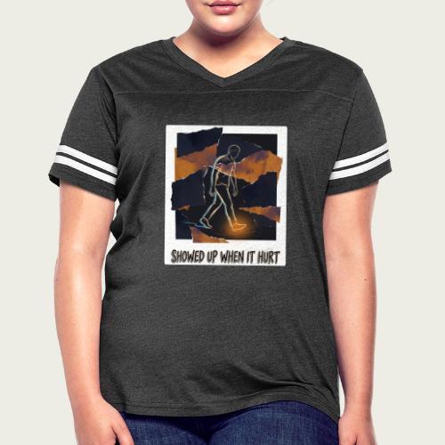 Recovery Mantra Showed up when it hurt - Women's V-Neck Football Tee
