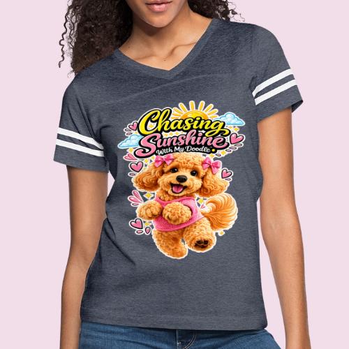 Chasing Sunshine With My Doodle - Women's V-Neck Football Tee