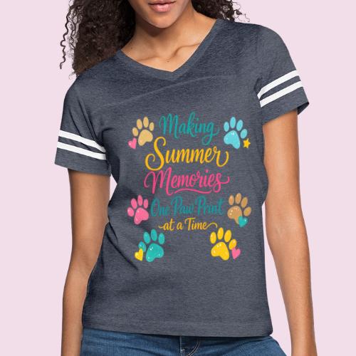 Making Summer Memories One Paw Print at a Time - Women's V-Neck Football Tee