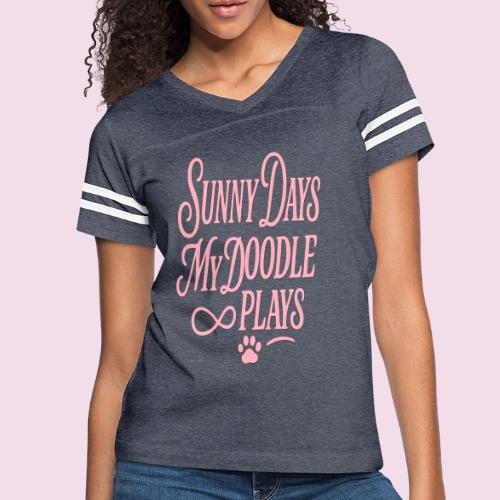 Sunny Days My Doodle Plays - Women's V-Neck Football Tee