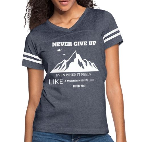 Never Give Up - Women's V-Neck Football Tee