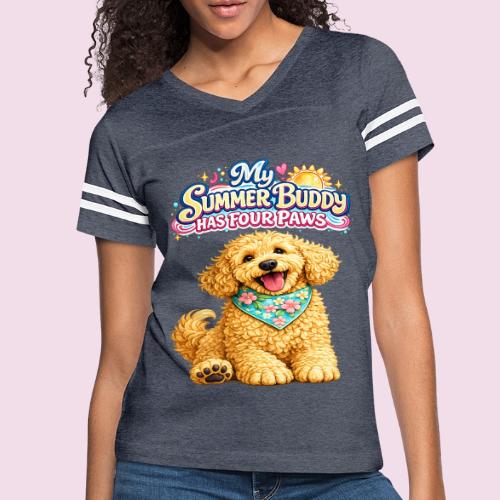 My Summer Buddy Has Four Paws - Women's V-Neck Football Tee