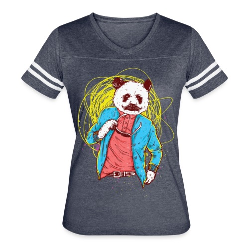 Panda Bear Movie Star - Women's V-Neck Football Tee