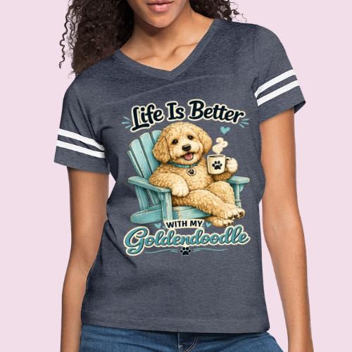 Life Is Better With My Goldendoodle - Women's V-Neck Football Tee