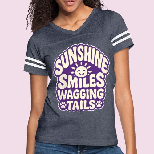 Sunshine Smiles Wagging Tails - Women's V-Neck Football Tee